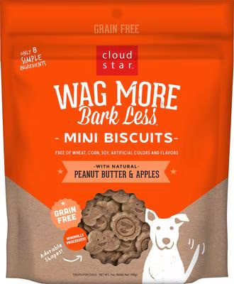 Cloud Star Wagmore Barkless Grain Free Itty Bitty Peanut Butter and Apples 7oz
