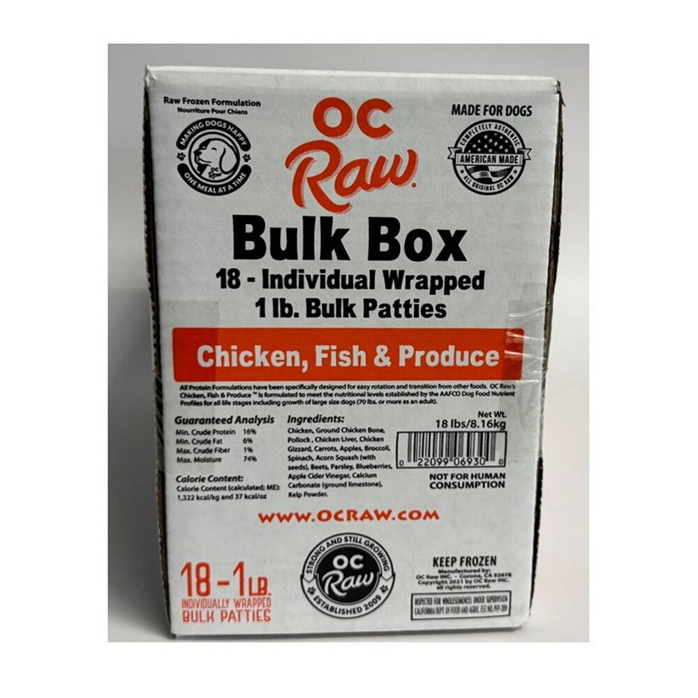 OC Raw Patties || Chicken, Fish & Produce Bulk Box (18 Patties)