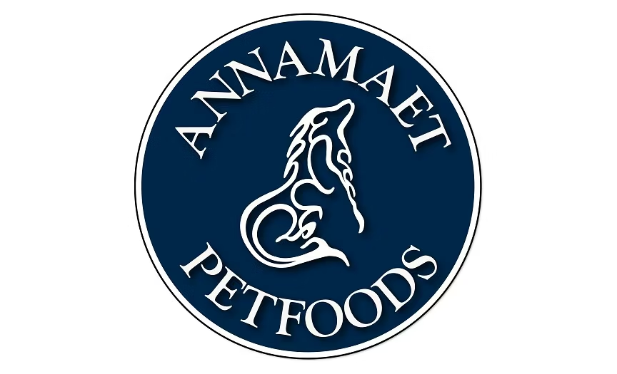 Logo for Annammet Pet Foods featuring a stylized horse head and text.