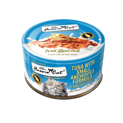 Fussie Cat Premium Tuna with Small Anchovies Formula in Goat Milk Gravy (2.8oz)
