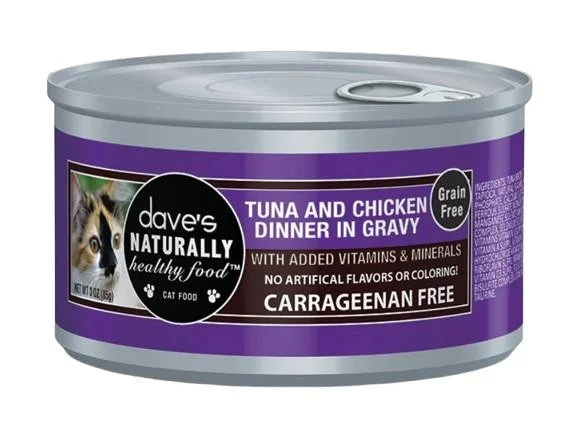 Dave's Natural Cat Foods || Grain Free Tuna and Chicken Dinner in Gravy Formula 3oz