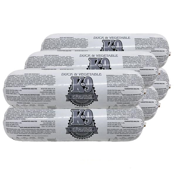 K-9 Kraving's Raw Frozen 30lb Cases of 5lb Duck & Veggie