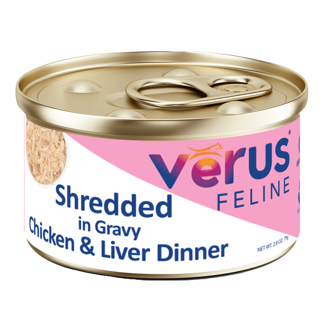 VERUS Feline Chicken & Liver Dinner Shredded in Gravy 2.8oz