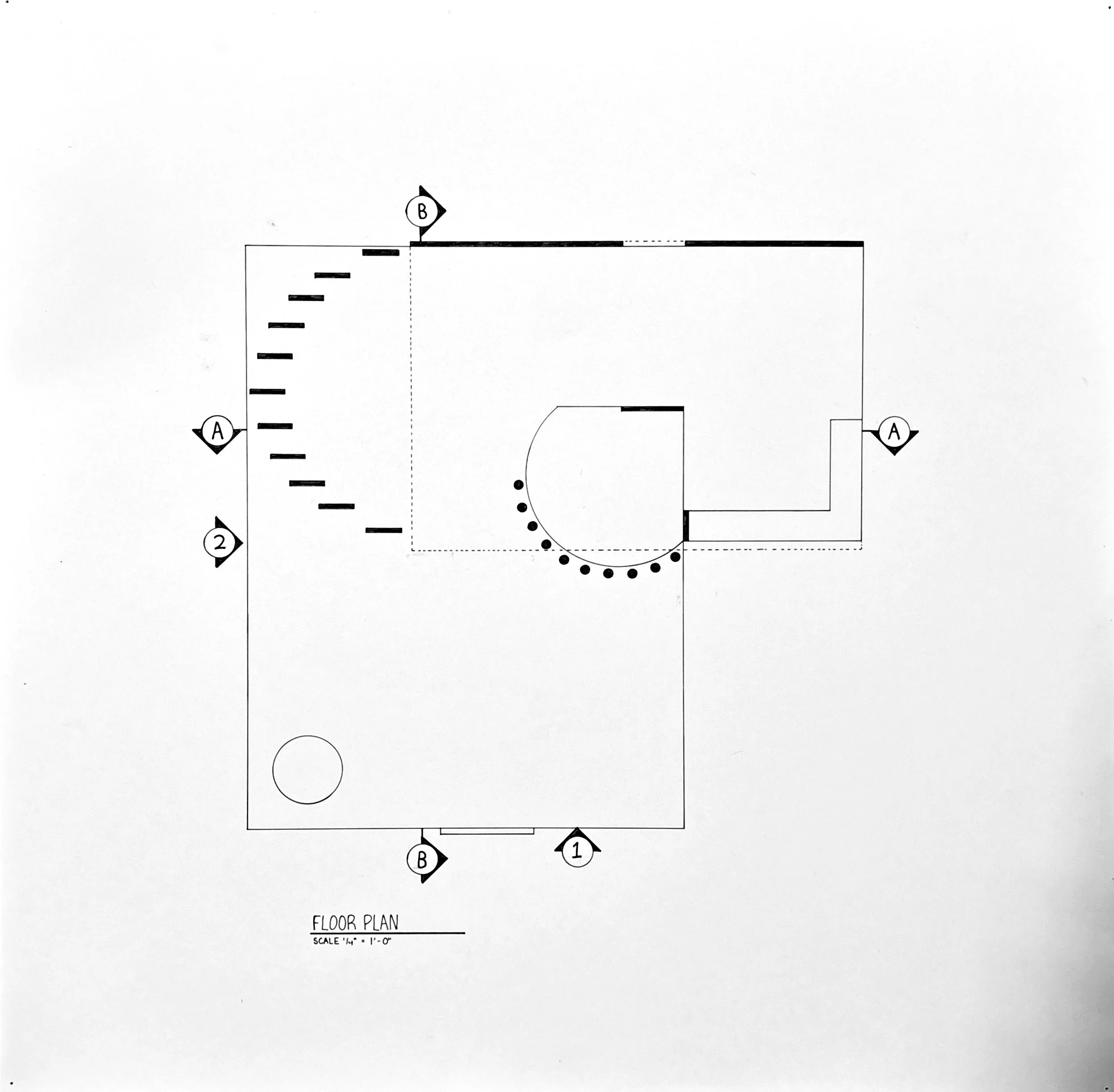 Open Air Pavillion Floor Plan - Ink 18x24 (scale 1/4" = 1')