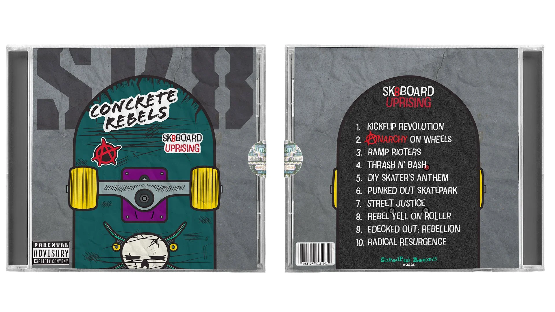 concrete rebels album front and back designs on CD cases