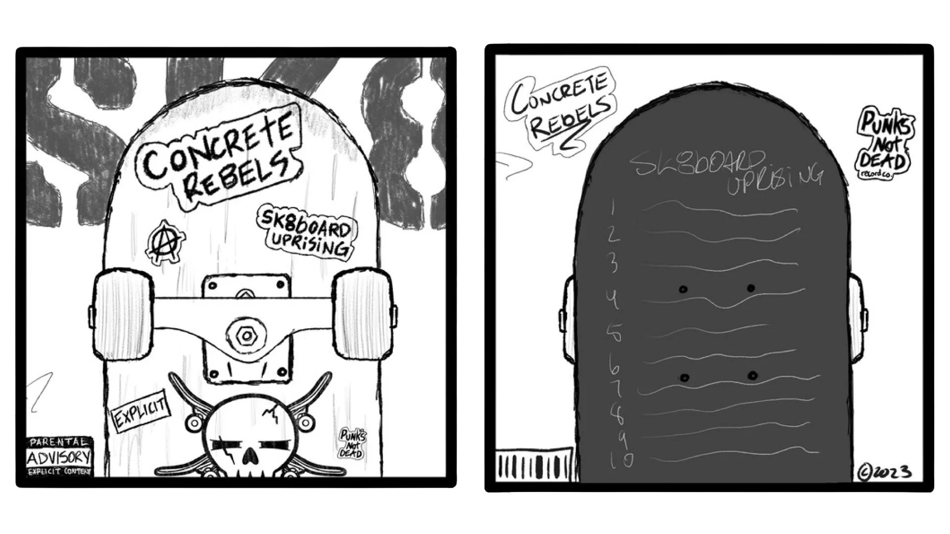 digital sketch of concrete rebels album front and back