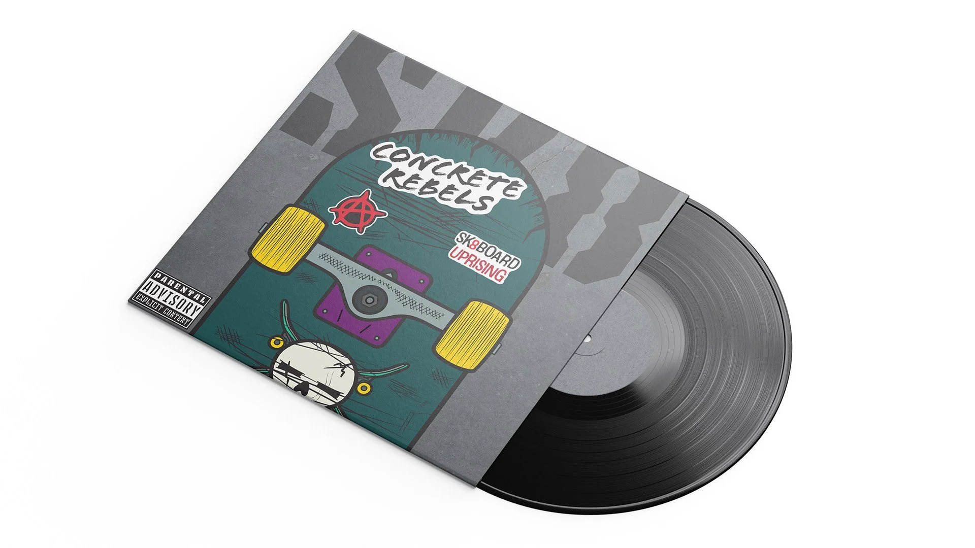 Concrete Rebels album front designs on vinyl