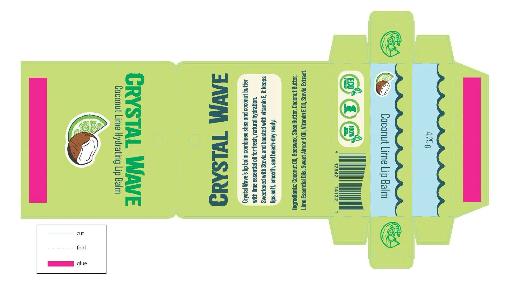 Crystal Wave single lip balm dieline