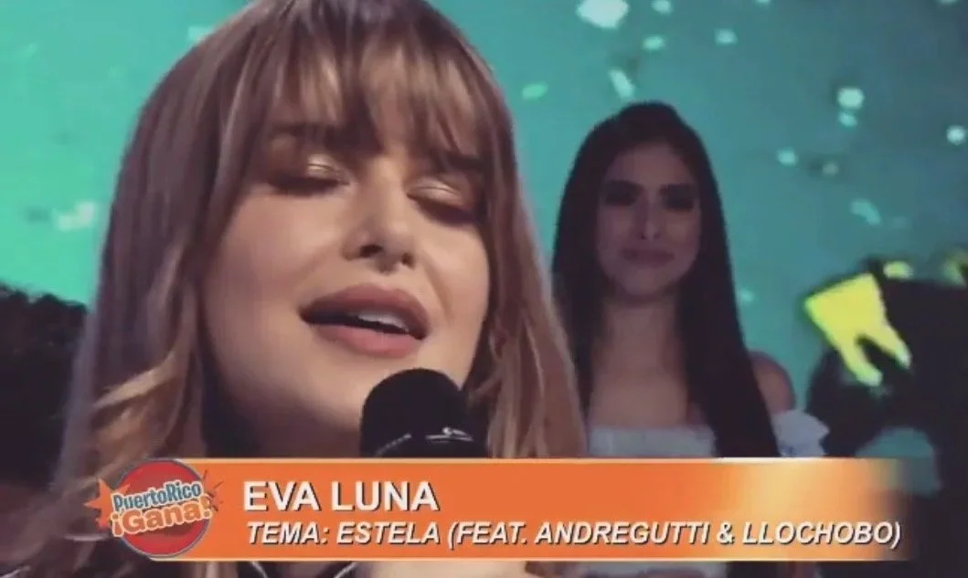 Eva Luna Ortiz presenting her single "Estela" on puertorican prime-time TV show "Puerto Rico Gana"