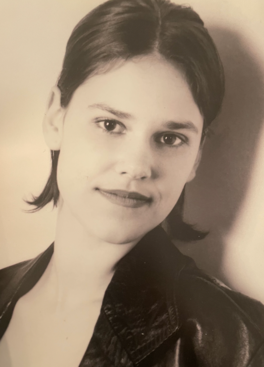 Eva Luna Ortiz's mother Laura Salwet appears in a black and white headshot taken in 1997