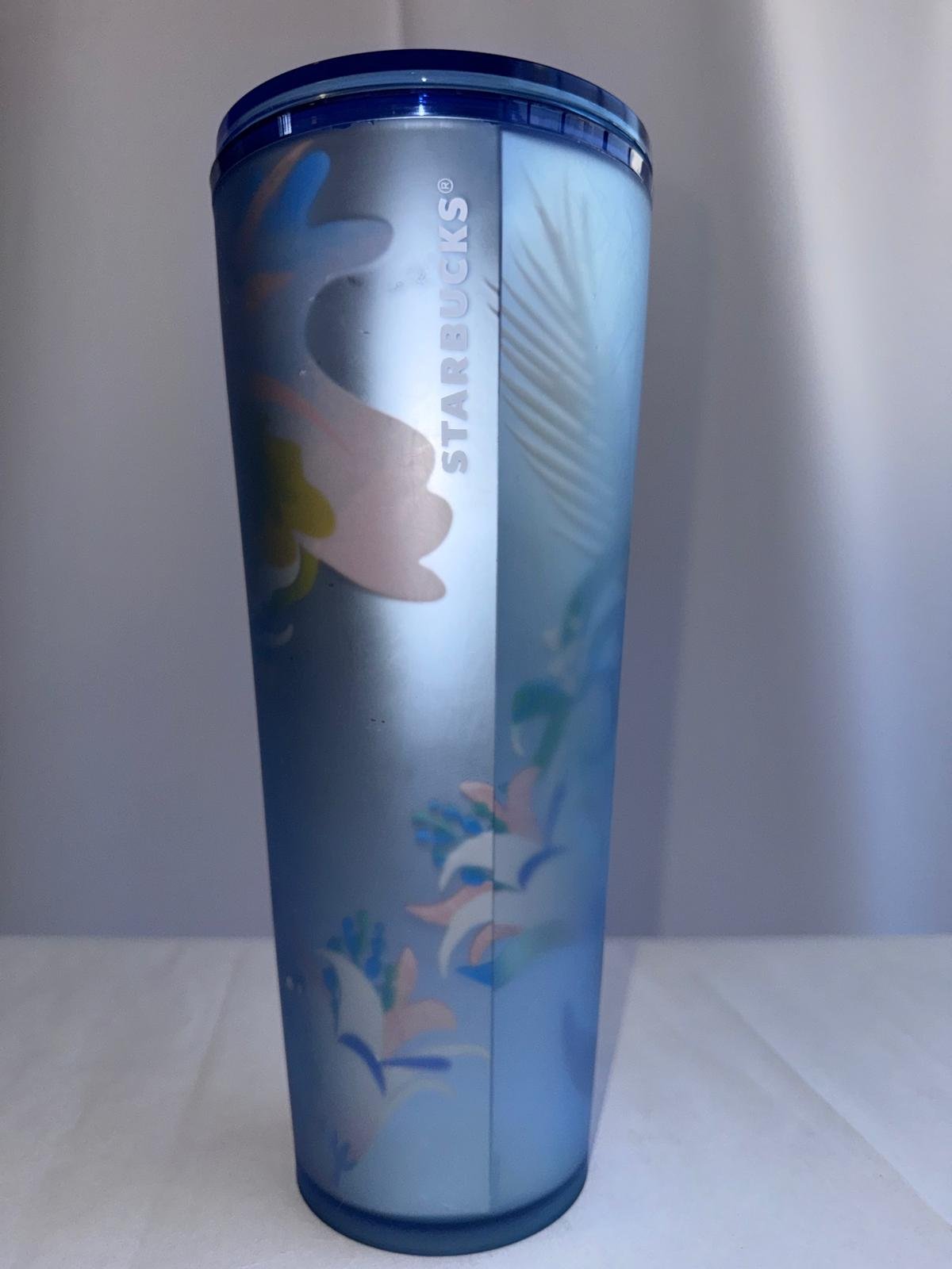 STARBUCKS Blue Floral Frosted Tumbler