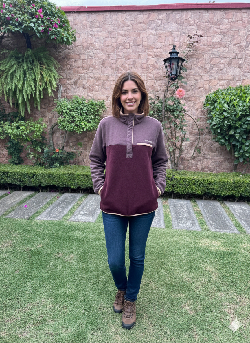 Columbia - Talla M - Sudadera de Fleece Térmico Bicolor para Mujer
