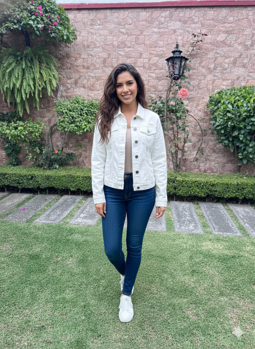 Chaqueta Blanca de Mezclilla Eco-Friendly