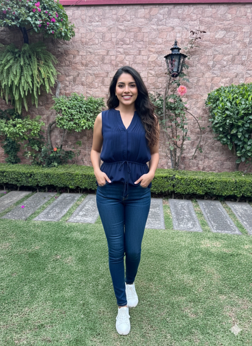 GAP TALLA M Vestido Sin Mangas Azul Marino Estilo Boho Chic