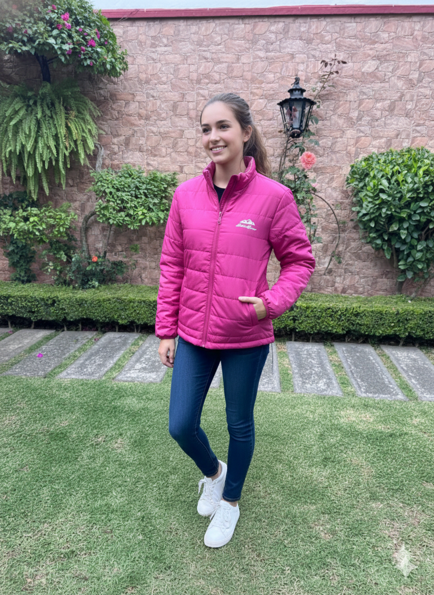 Eddie Bauer - Talla M (10/12) - Chamarra Acolchada Color Fucsia para Niña