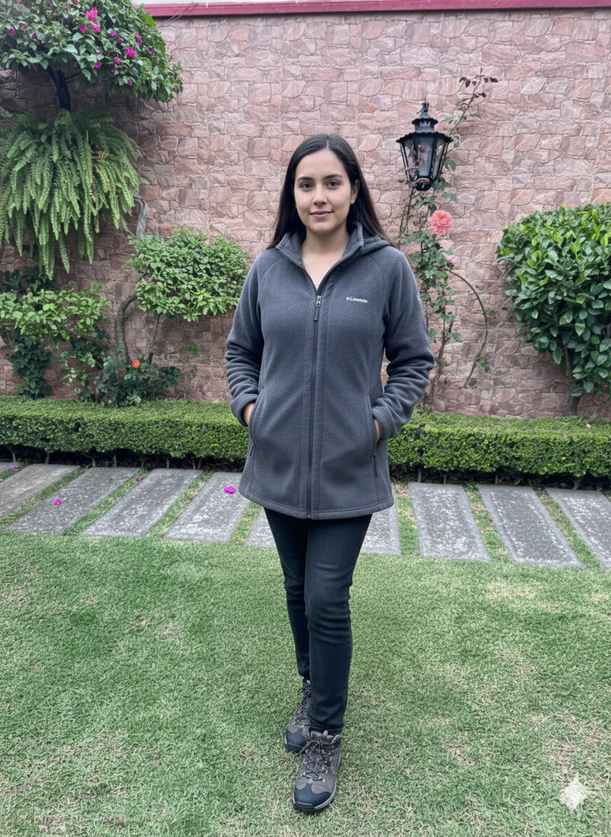 Columbia - Talla XL - Chaqueta de Fleece con Capucha Color Gris Carbón