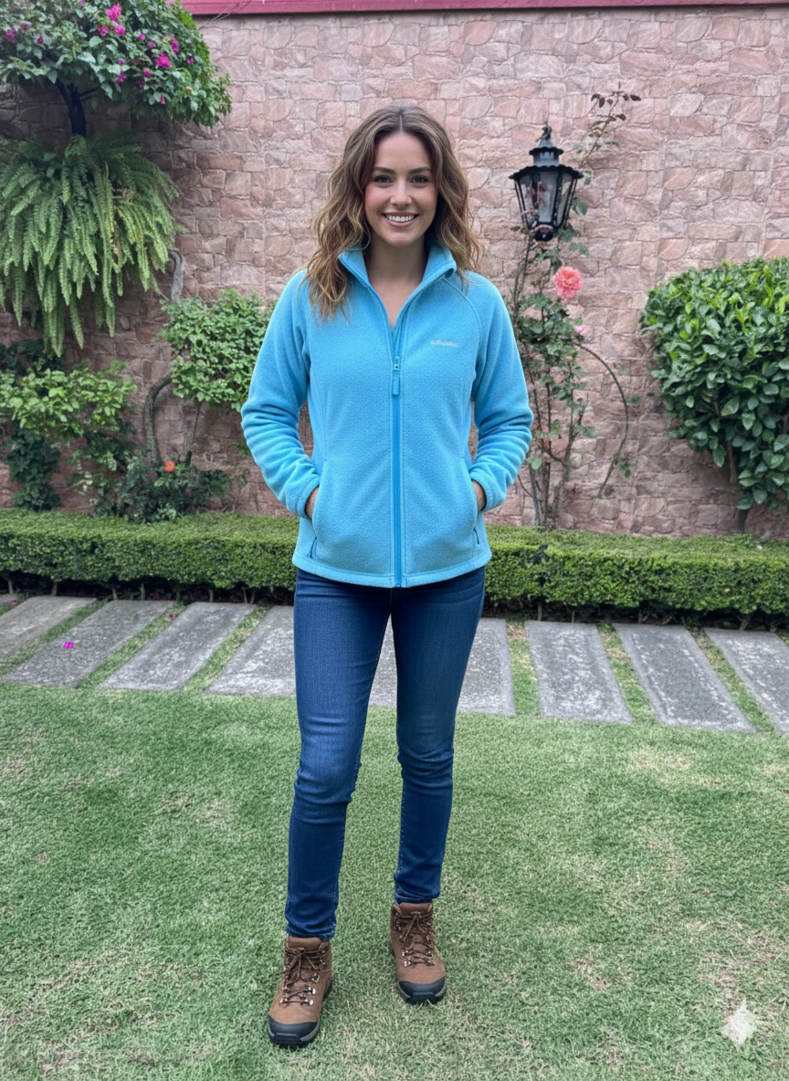 Columbia - Talla M - Sudadera de Fleece Térmico Bicolor con Botones de Presión