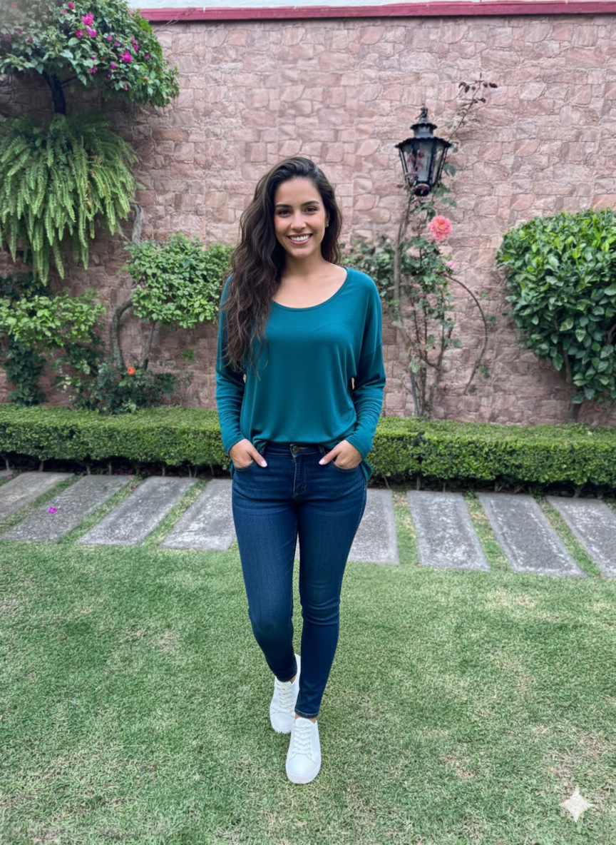 Banana Republic TALLA L Blusa Tejido de Punto Ligero - Color Teal