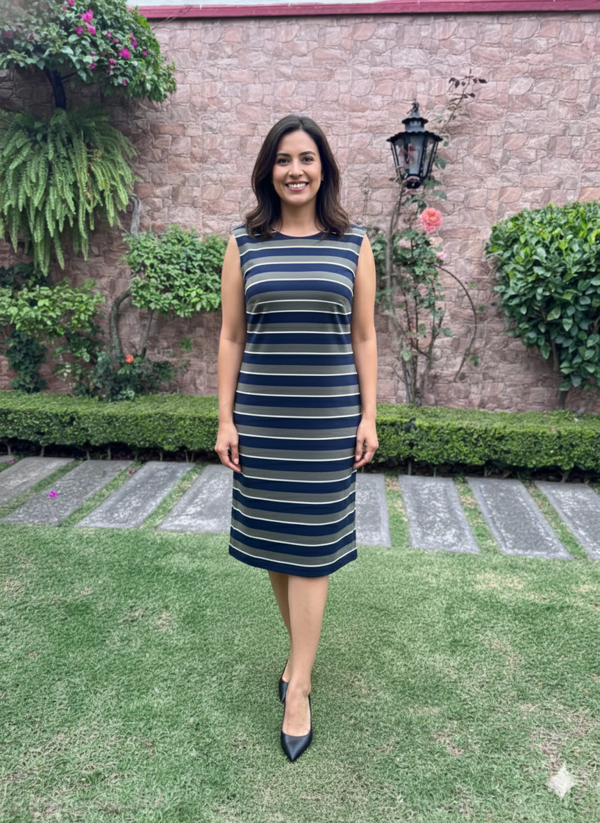 Banana Republic Talla 8 Vestido Tubo a Rayas Rayas Elegante