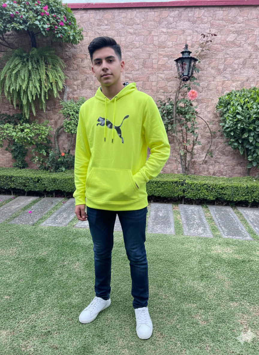 PUMA Talla 18/20 XL Juvenil/Infantil   Sudadera Neón