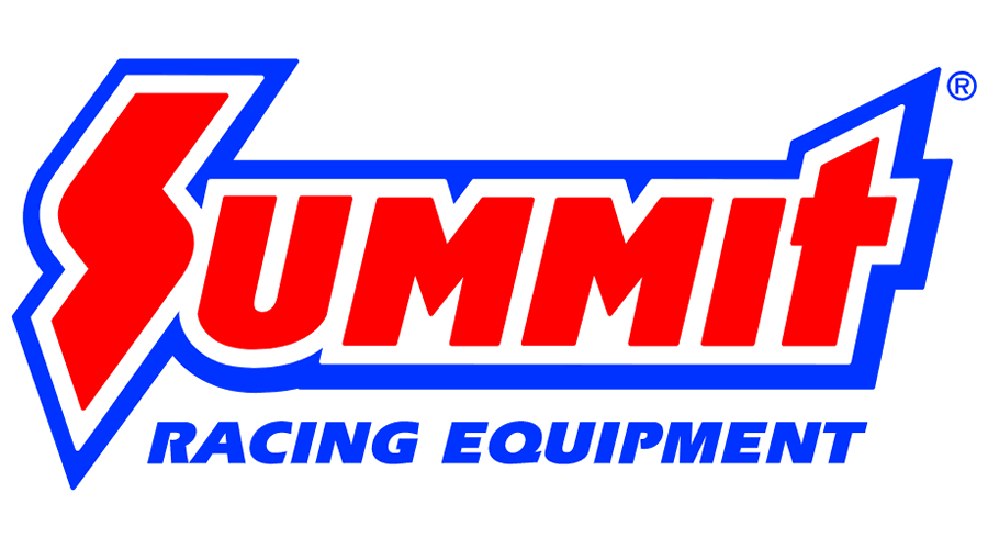 Logo of Summit Racing Equipment featuring a red lightning bolt and bold red and blue text.
