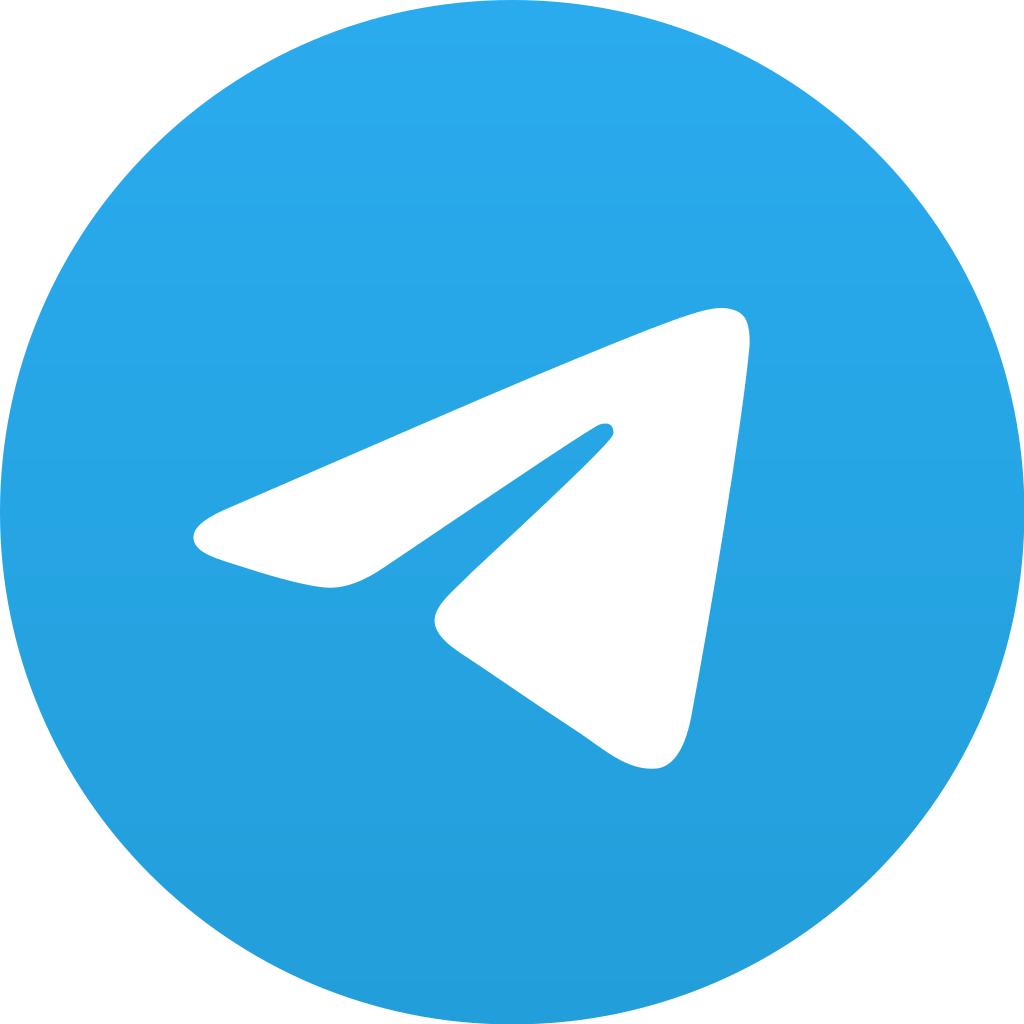 Telegram app icon with a white paper plane on a blue circular background.