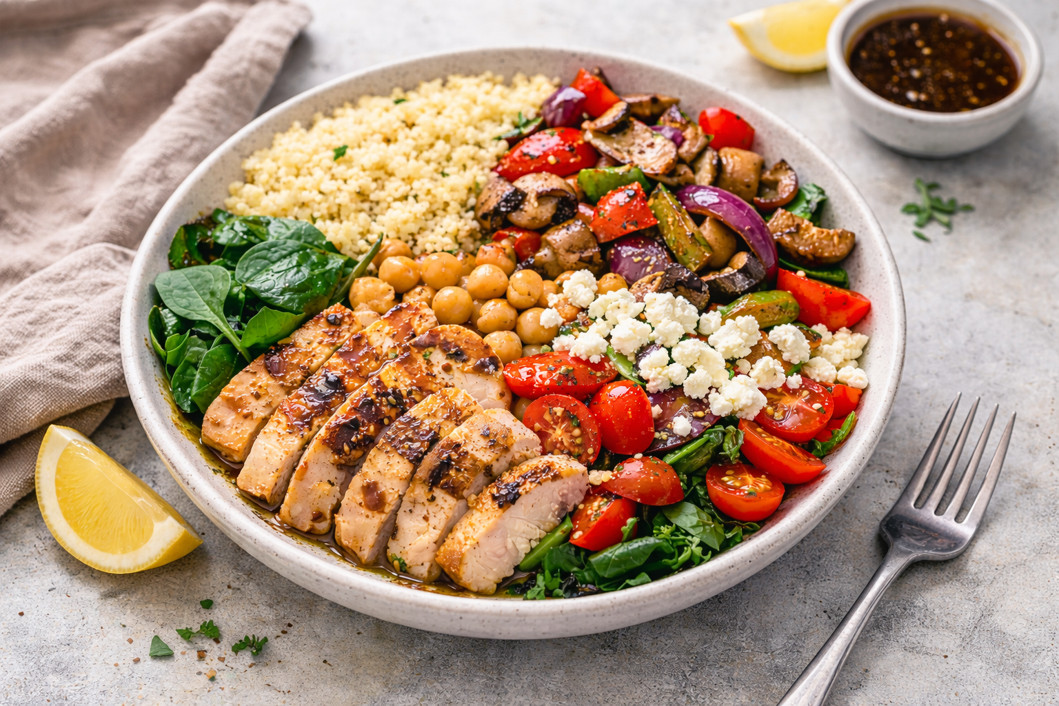 Mediterranean Chicken Couscous Bowl (The Perfect Lunch or Dinner)
