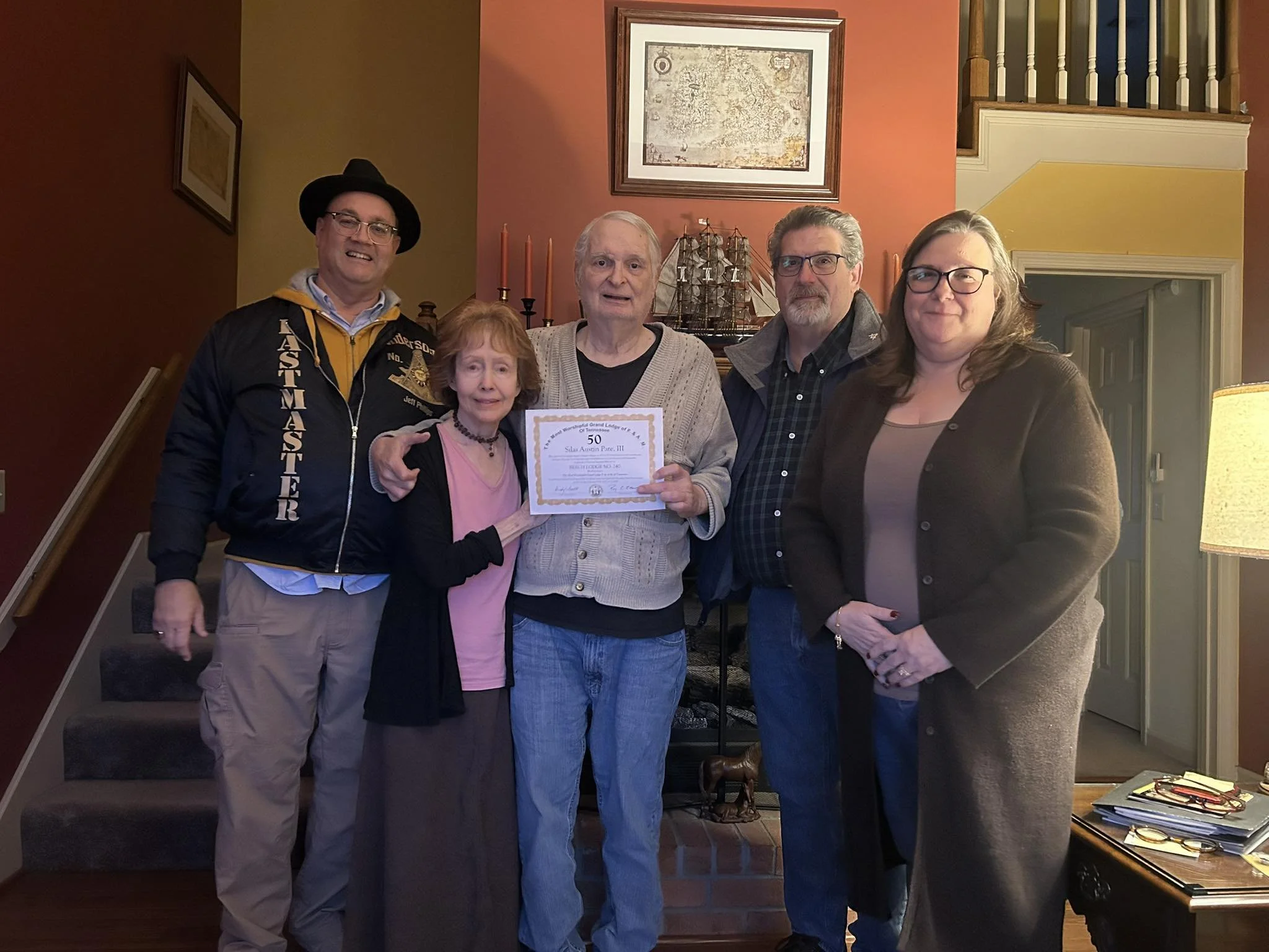 Brother Austin Pate presented with his 50 year credentials