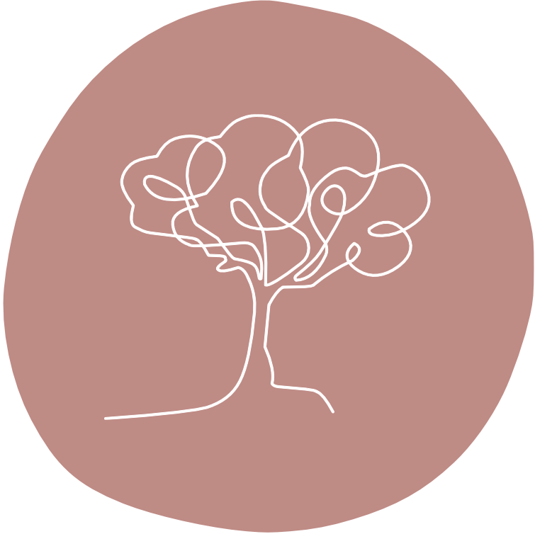 Pink circle with drawing of tree