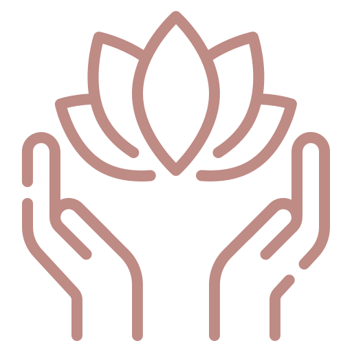Icon of two hands holding lotus flower