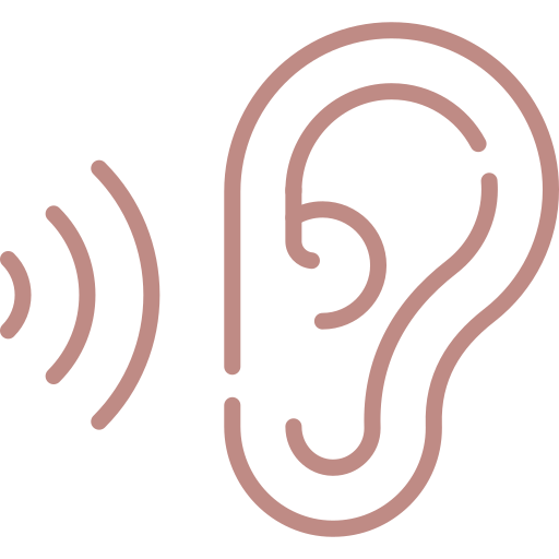 Icon of ear with sound waves