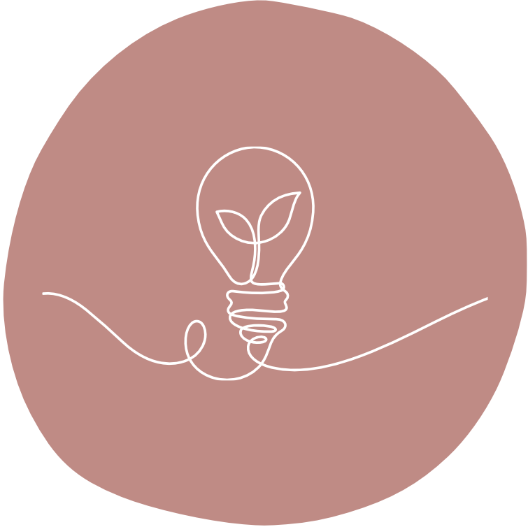 Pink circle with drawing of lightbulb