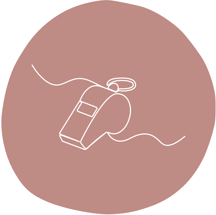 Outline illustration of a computer mouse with a cord on a pink circular background.
