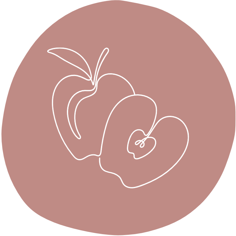 Pink circle with drawing of apple