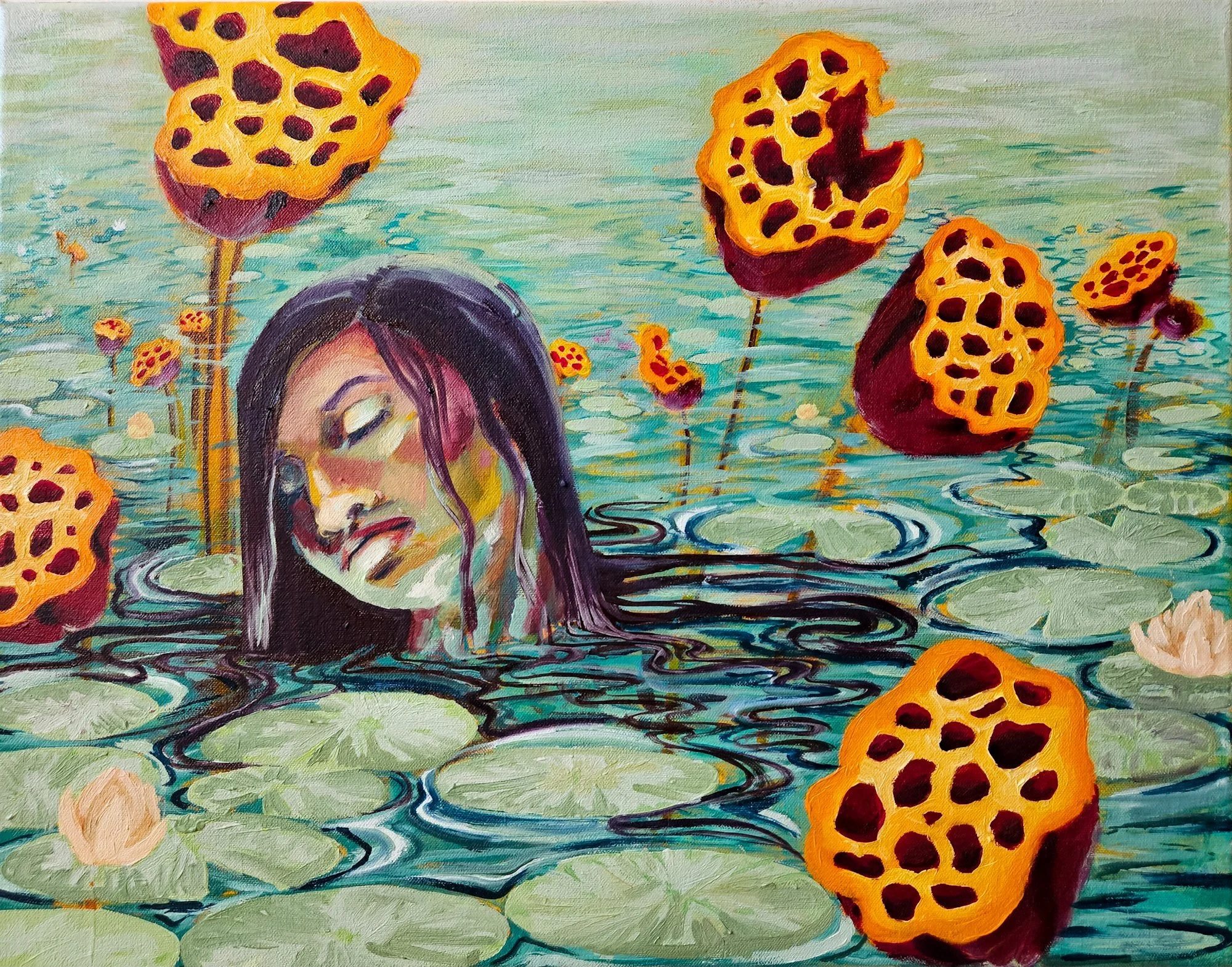 Hiding in the Pond 2 16x20