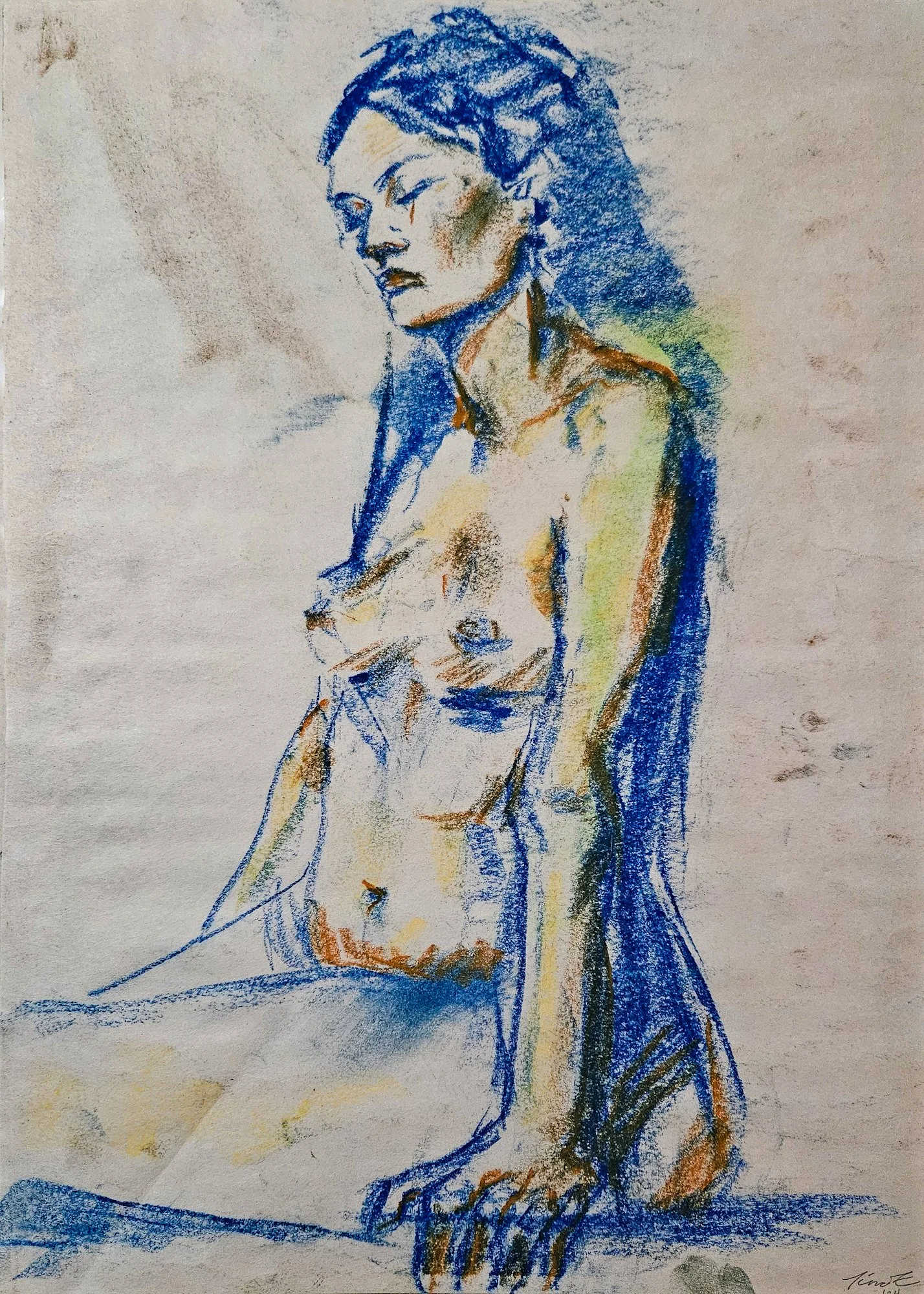 Blue Figure Sketch 12x17