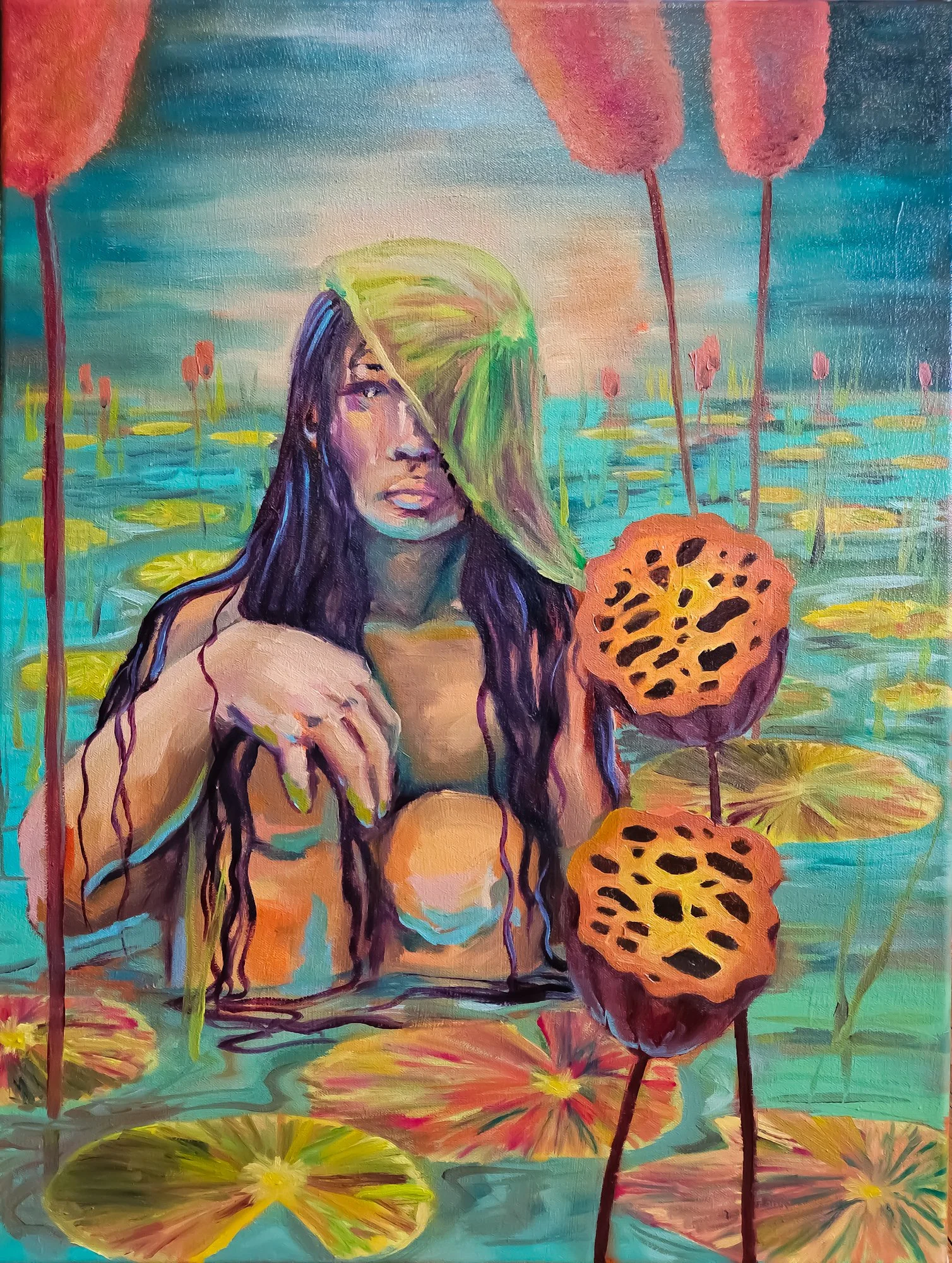 Hiding in the Pond 18x24