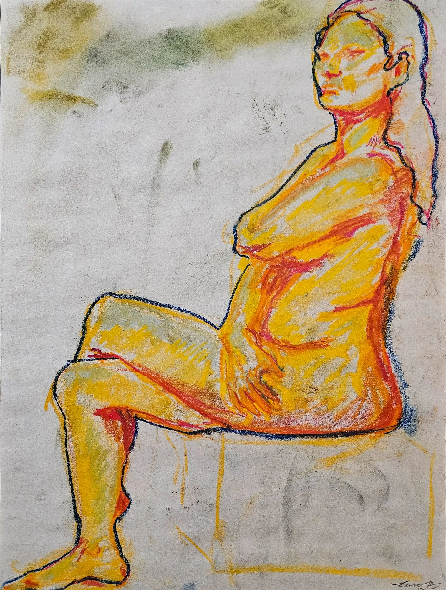 Orange Figure Sketch 12x17