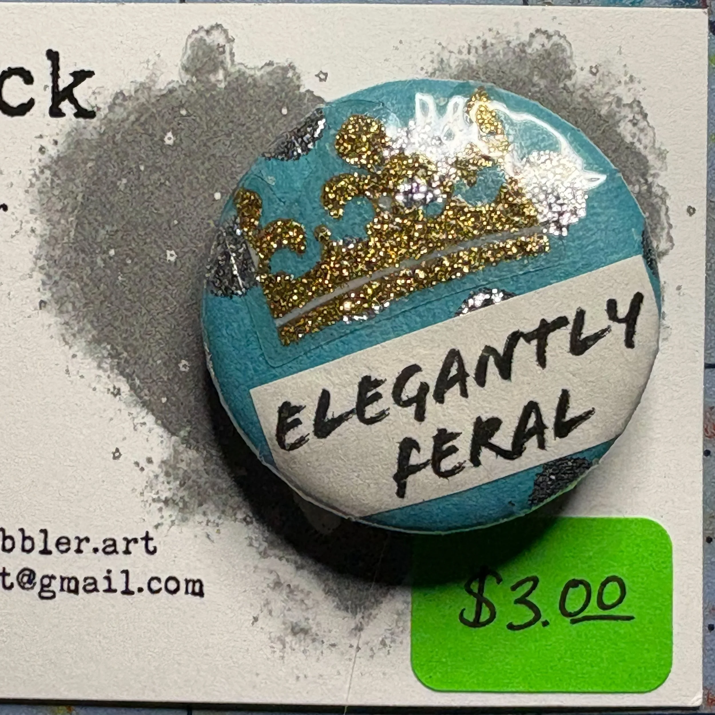 Elegantly Feral Gold Crown Medium Button