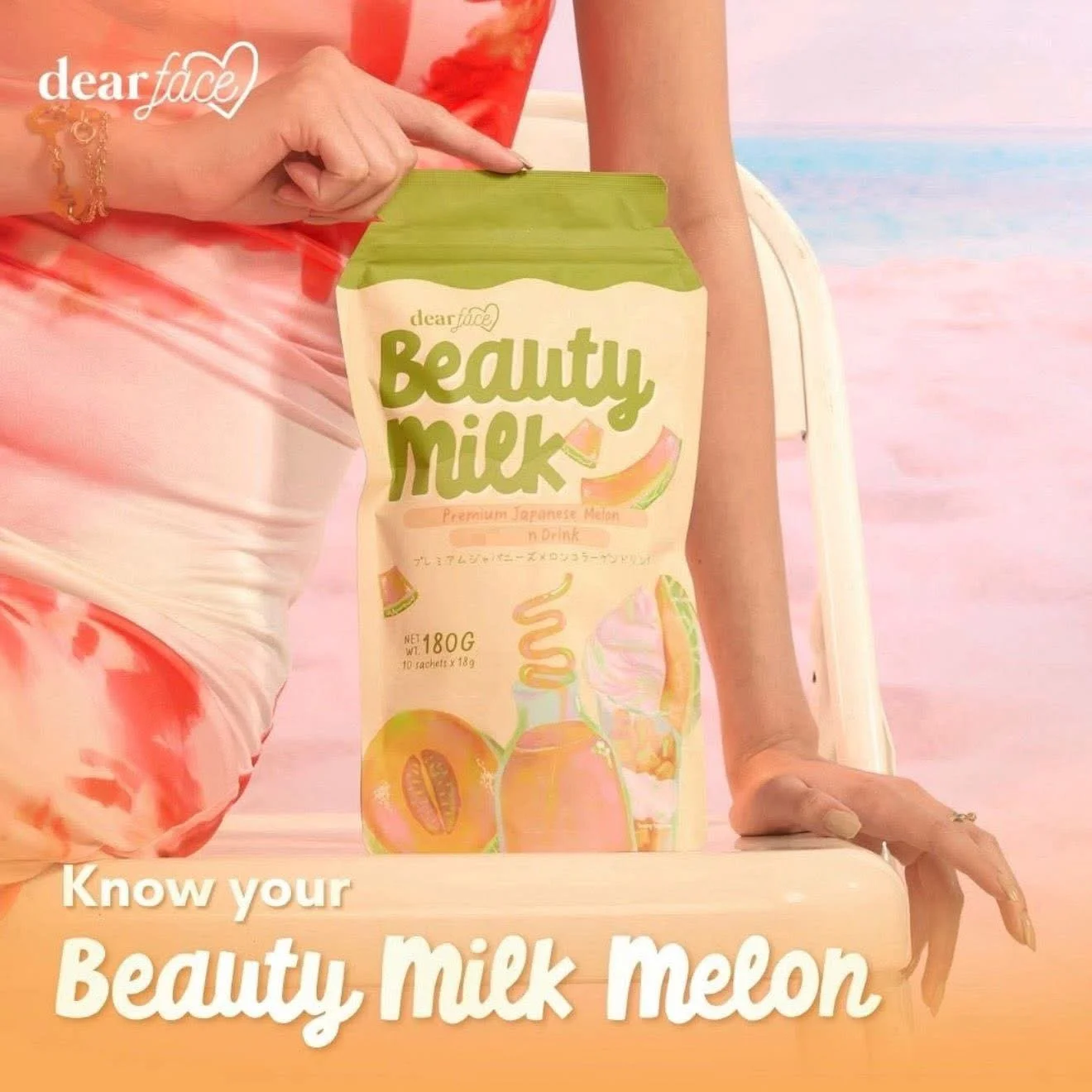 Dear Face Beauty Milk Premium Japanese Melon 180 Grams 10Sachets