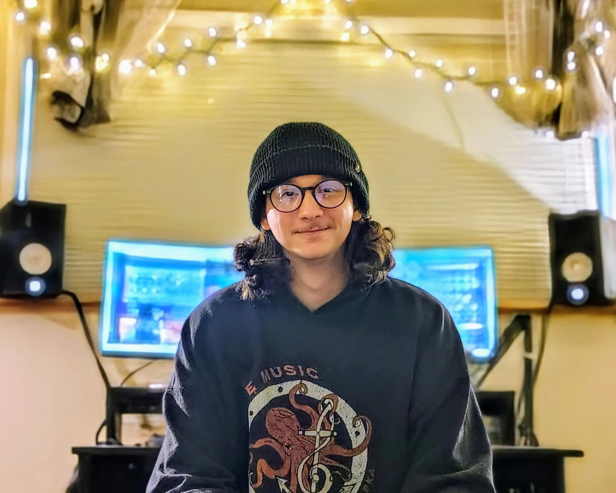 music producer in anchorage alaska andrew napier in his studio