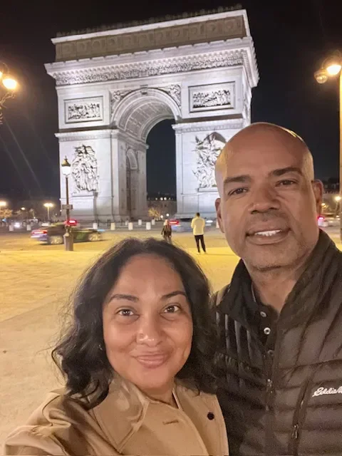 Anita Rechell and her husband in Paris during the trip that inspired her return to the city.