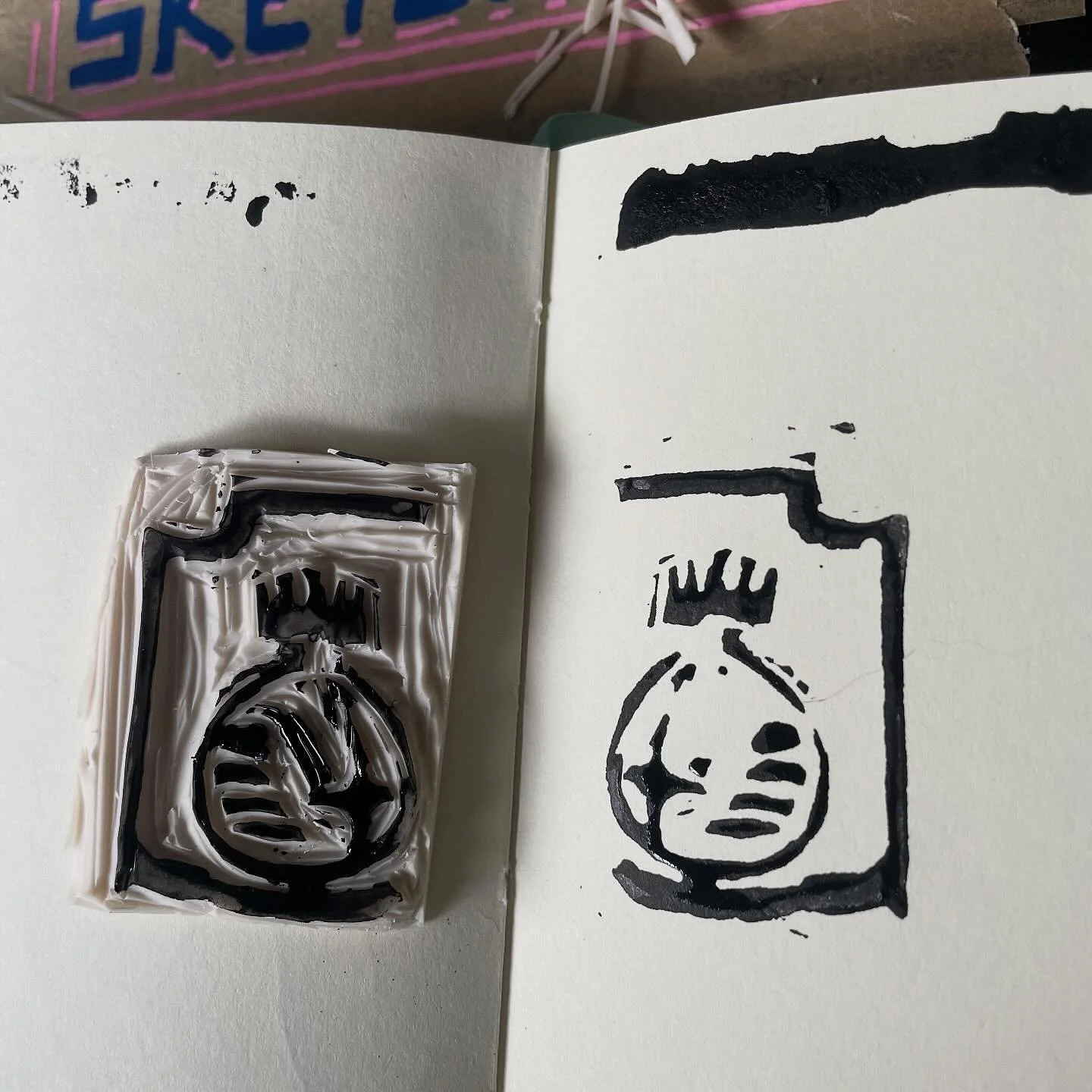 My first ever lino carvings!! Very messy learning and super exciting! Wanna do more!!!!