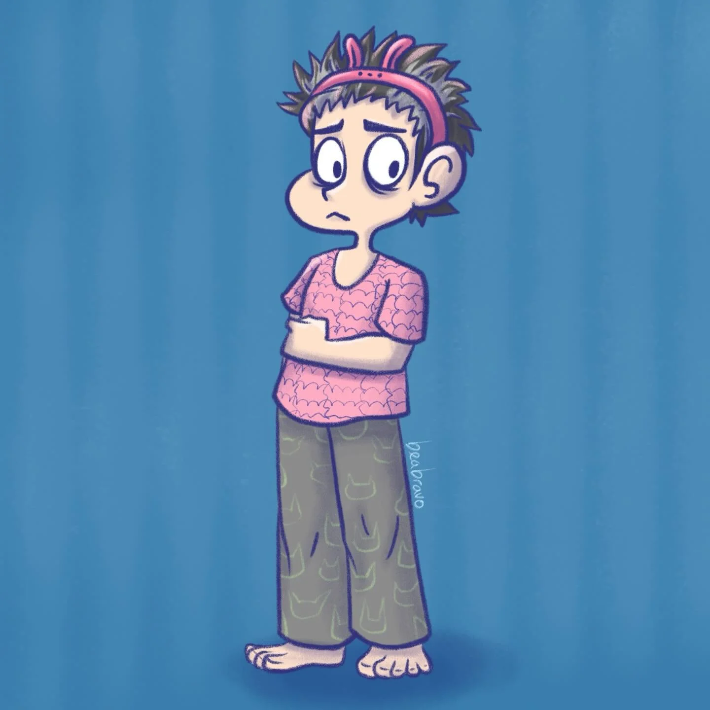 My outfit for hanging out at home today. My hair is getting longer than I&rsquo;m used to, thus the bunny hair band. 🐰