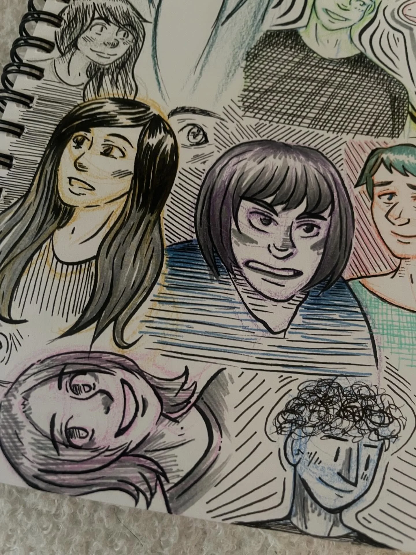 Today&rsquo;s bout of sketches. Color pencils and a return to inks! My fav being the Uni Ball pen and a Pilot brush pen. 🖊️
