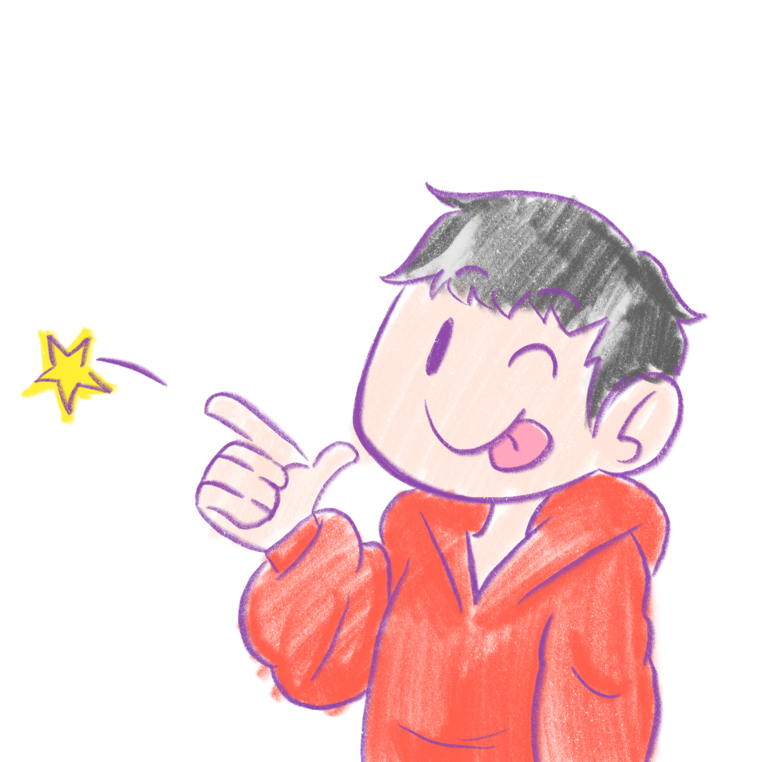 Digital Sketch of Bea in an oversized red hoodie.
