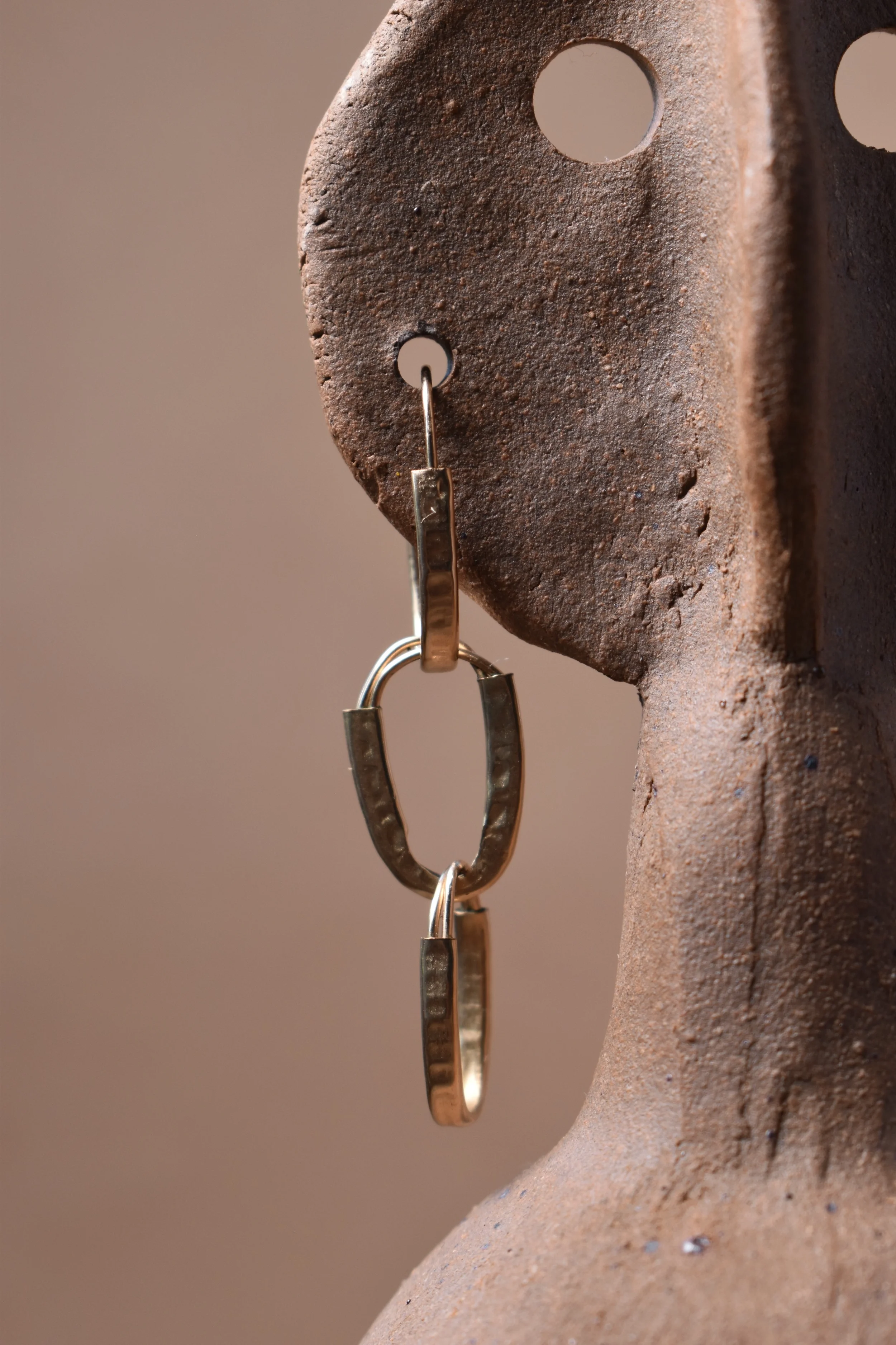 Hammered gold hoops 3 set half clay model.webp