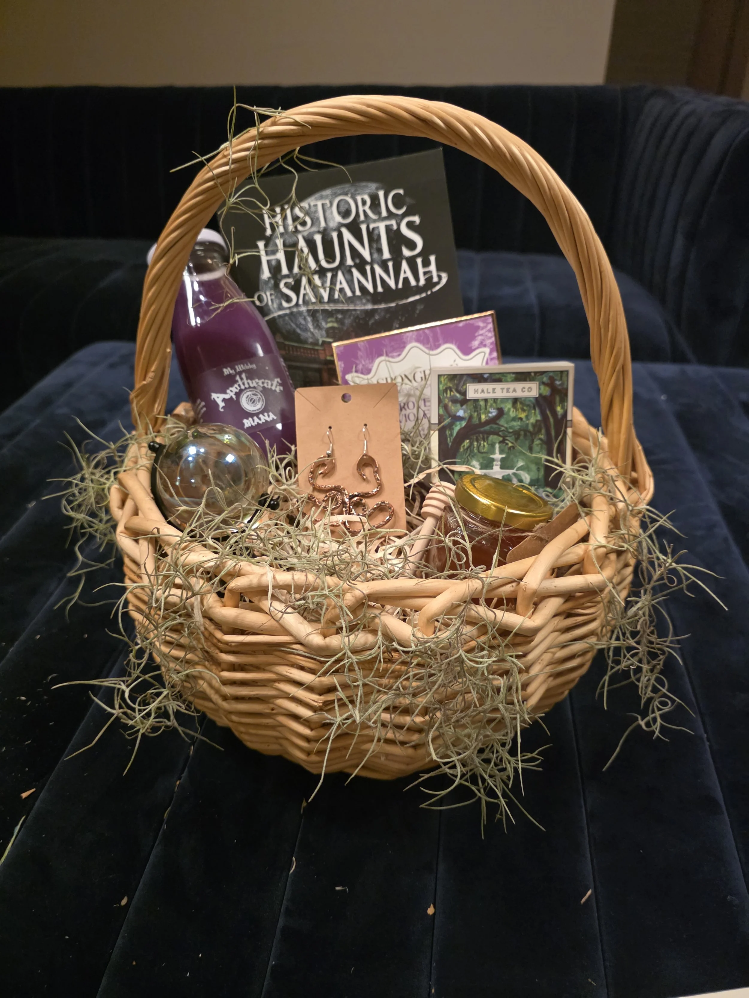 Welcome basket full of local Savannah items