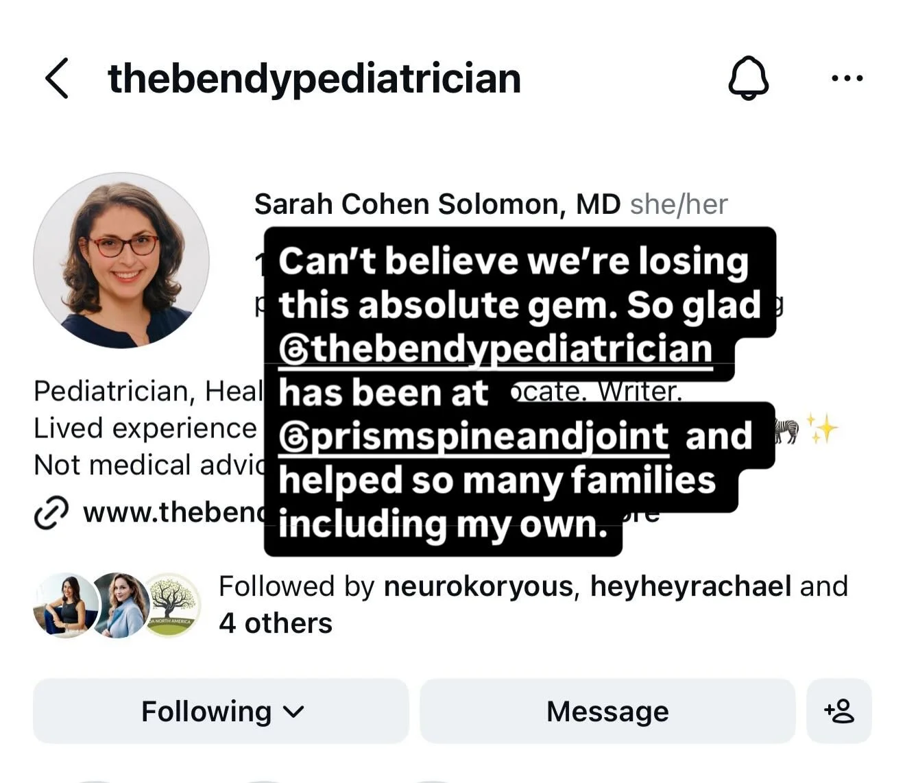 Bittersweet doesn&rsquo;t even begin to cover it. 💔💛

Wishing @thebendypediatrician the most expansive, joyful next chapter&mdash;while also naming the real sadness of seeing her leave @prismspineandjoint.

Thank you for the way you showed up for s