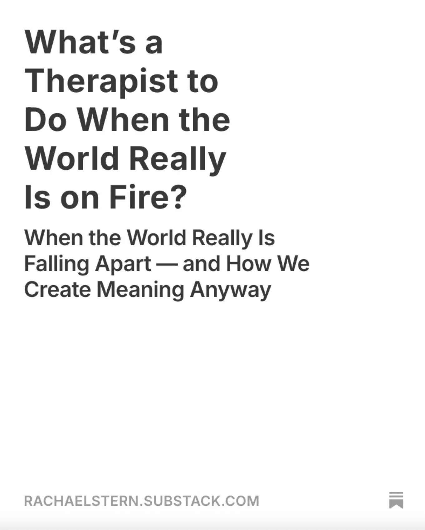 New on the substack. What we do when the cognitive distortions aren't distorted. 
In other words - this shit is bananas and we all know it.
Link in bio